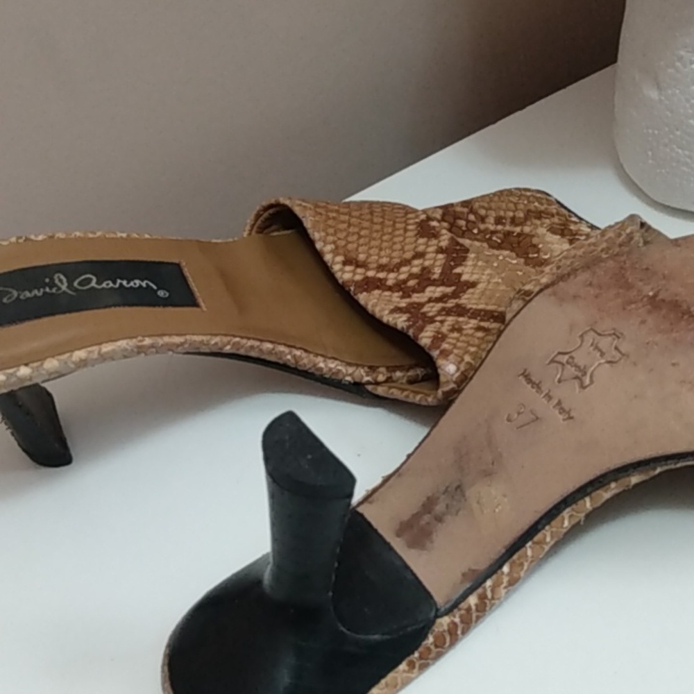 Vintage Python Snake Texture Brown Mule Sandals S… - image 4